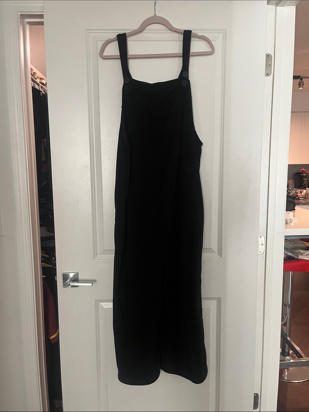 Women's Black Pinafore Jumpsuit - Minimal Strap Detail